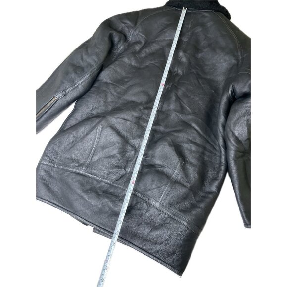 KENZO Women’s Genuine Leather SHEARLING LEATHER JACKET Coat Black Small EU 38 - Picture 10 of 10